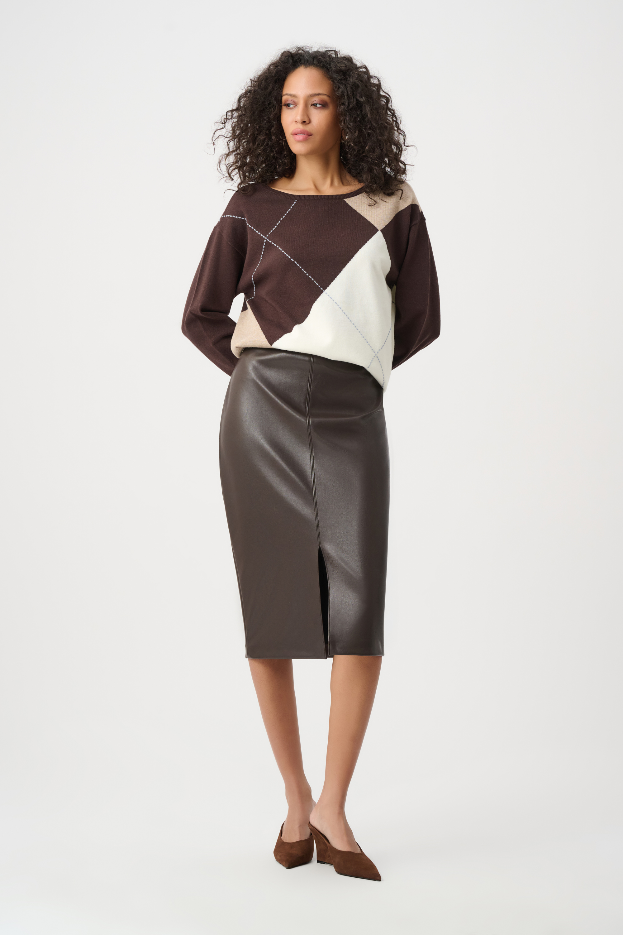 Bonded Leatherette Pencil Skirt
